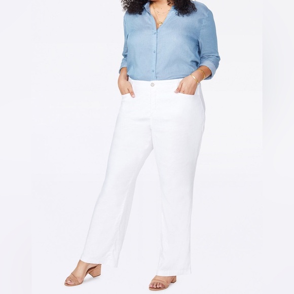 NEW! NYDJ Stretch Linen Trouser Pants Size 16 Optic White  NWT coastal office 15 - Picture 1 of 8